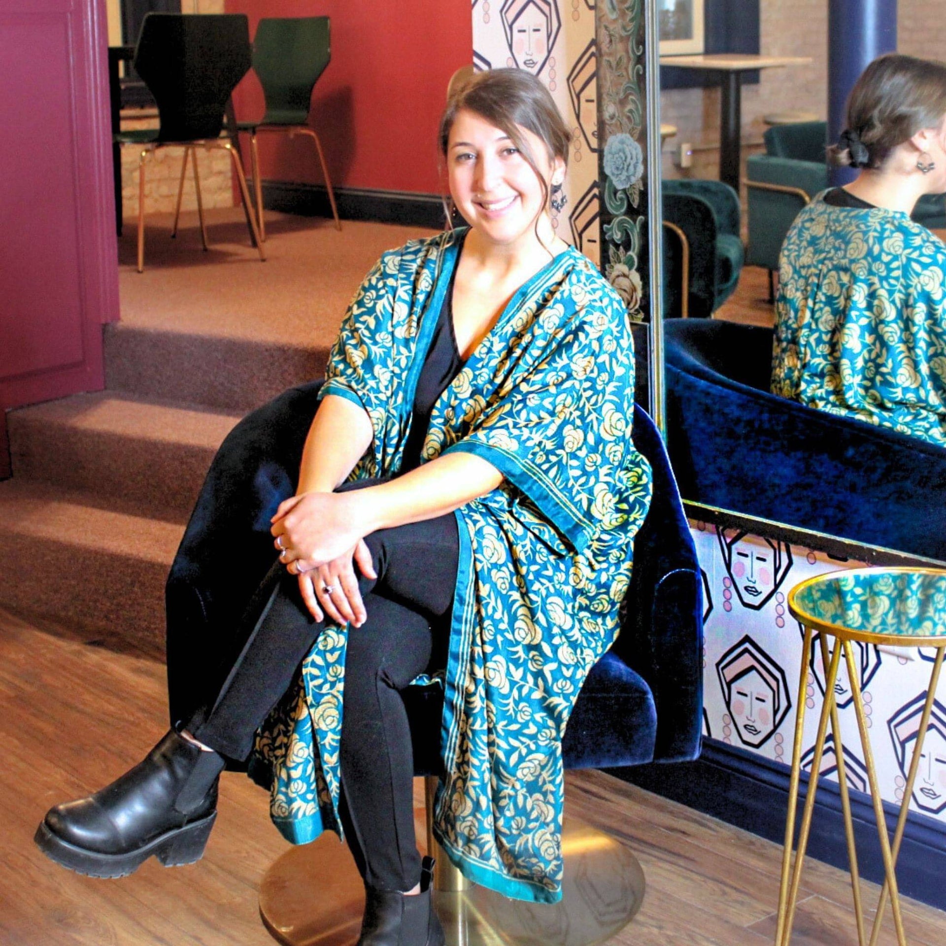 Amara Long Sari Duster Lightweight Layering Piece