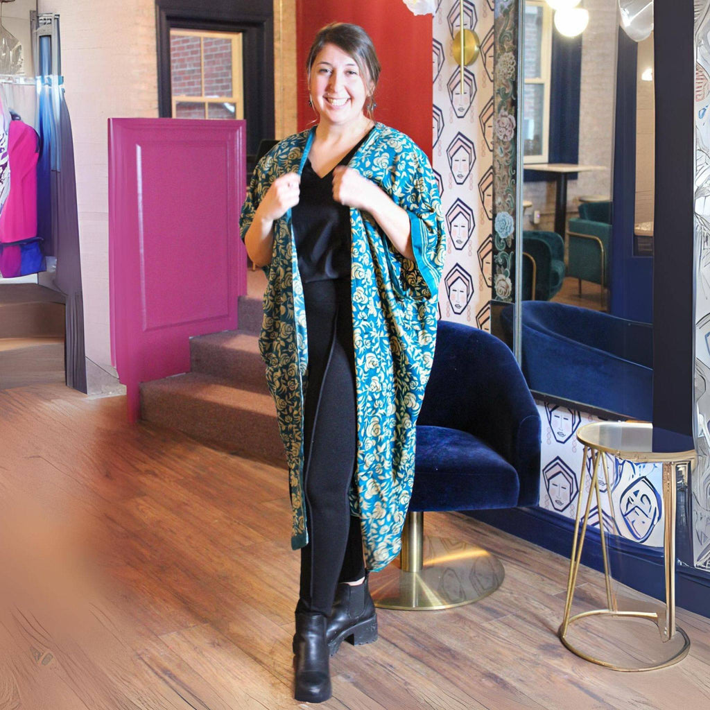 Amara Long Sari Duster Lightweight Layering Piece