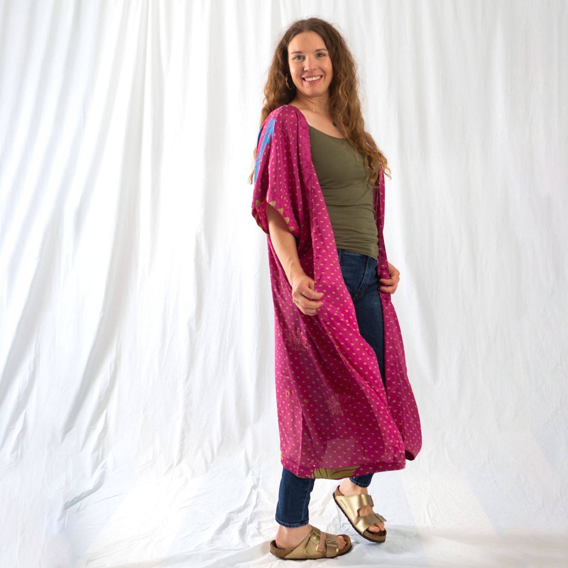 Amara Long Sari Duster Lightweight Layering Piece