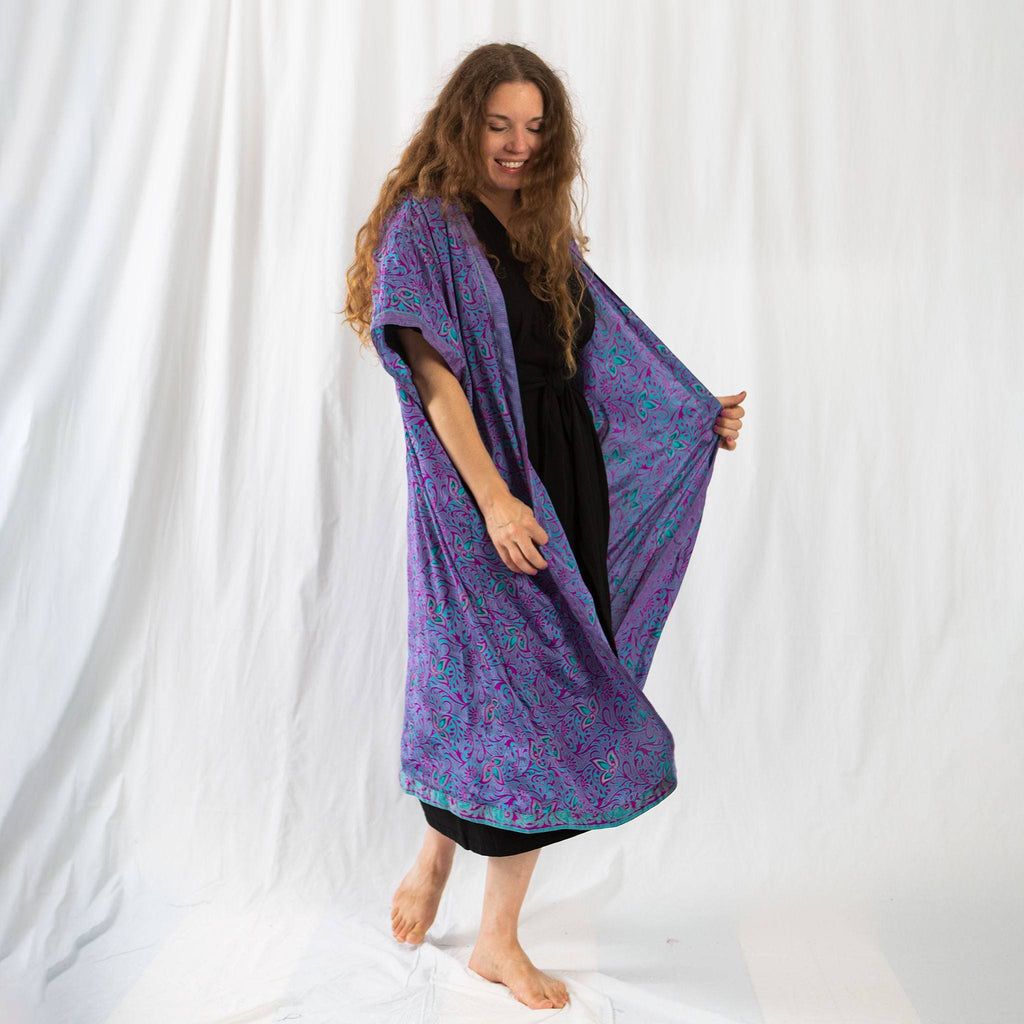 Amara Long Sari Duster Lightweight Layering Piece