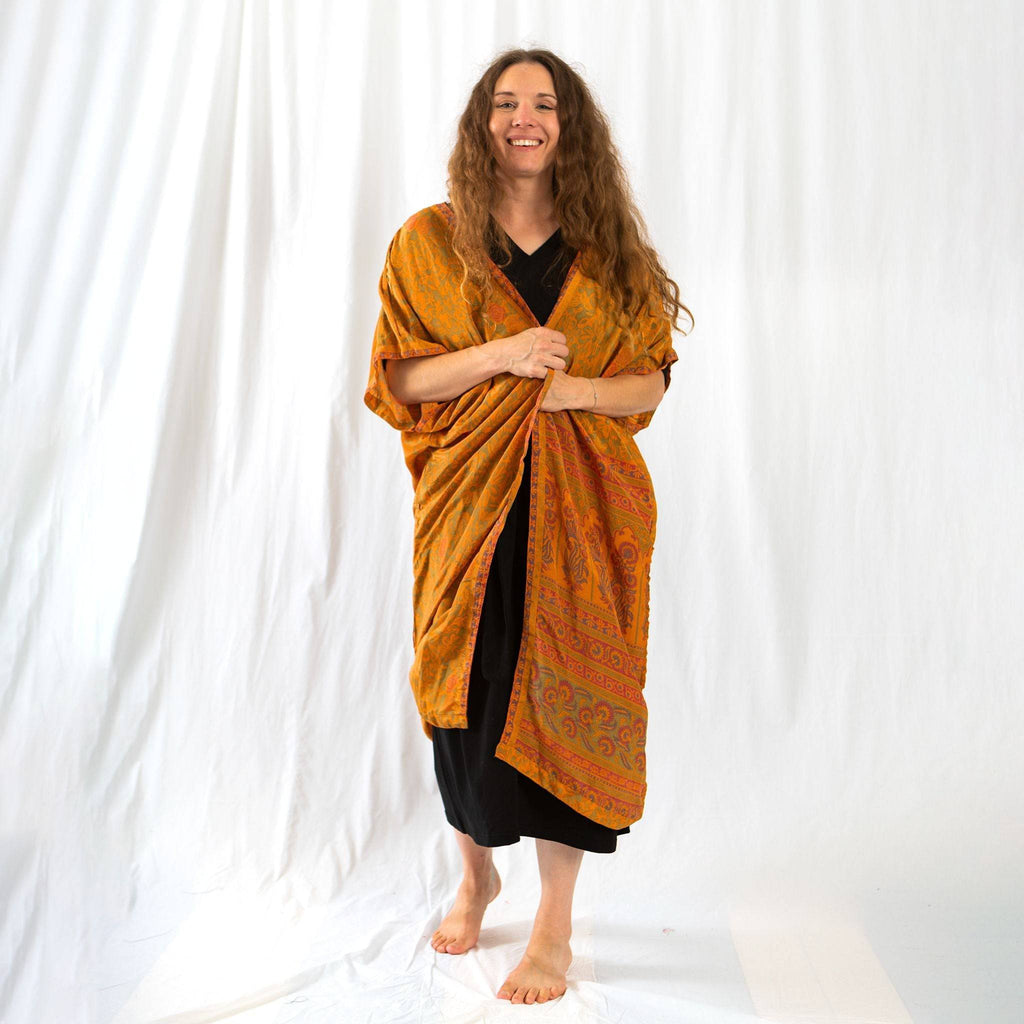 Amara Long Sari Duster Lightweight Layering Piece