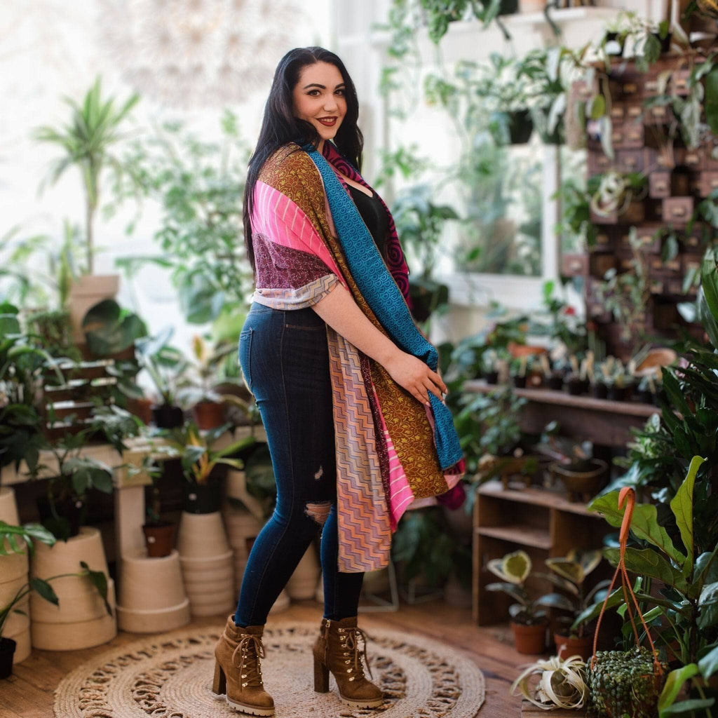 The Original Medley Silk Sari Scarf: Vibrant Boho Long Wrap