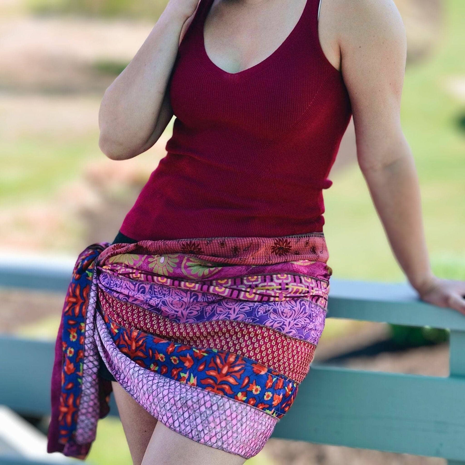 The Original Medley Silk Sari Scarf: Vibrant Boho Long Wrap