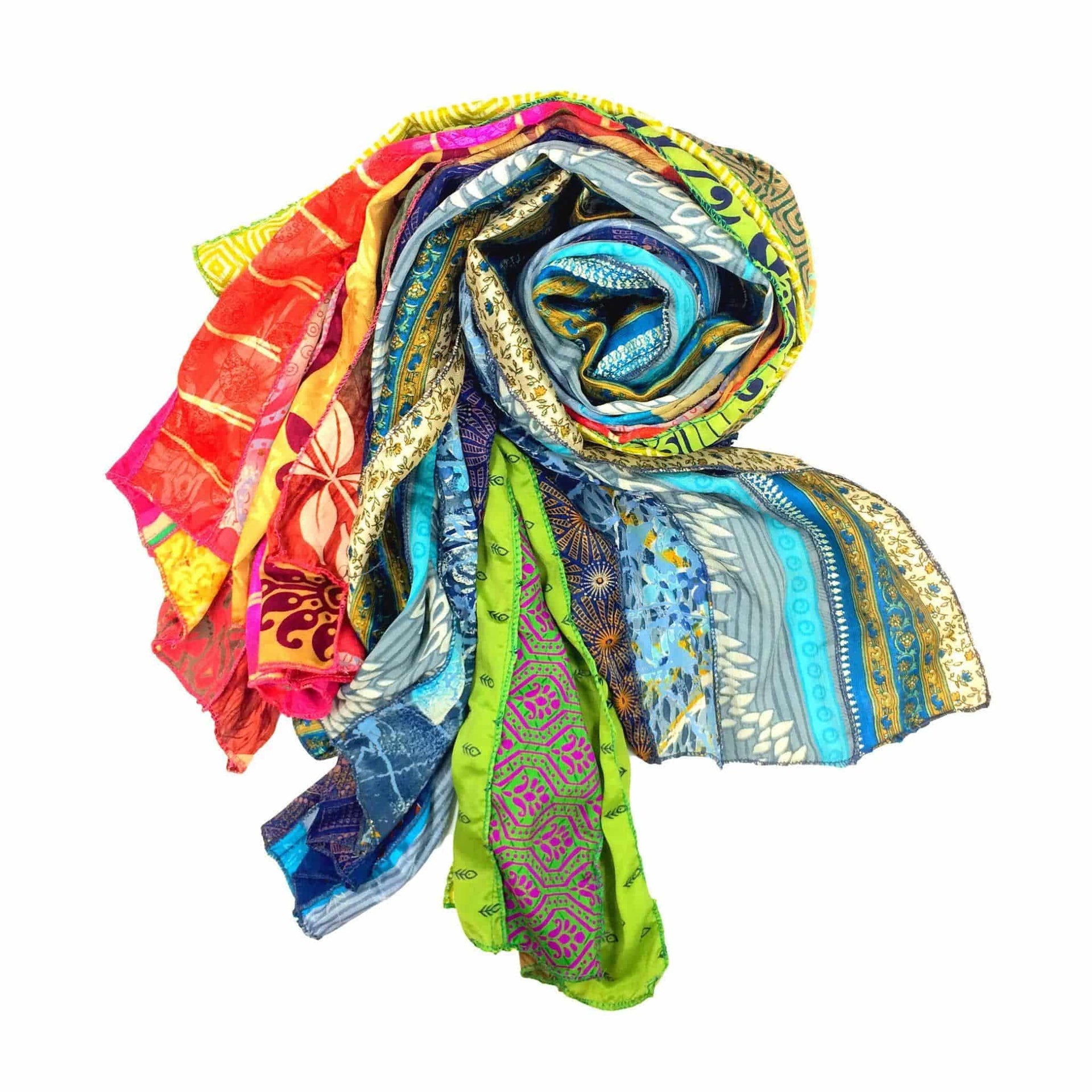 The Original Medley Silk Sari Scarf: Vibrant Boho Long Wrap