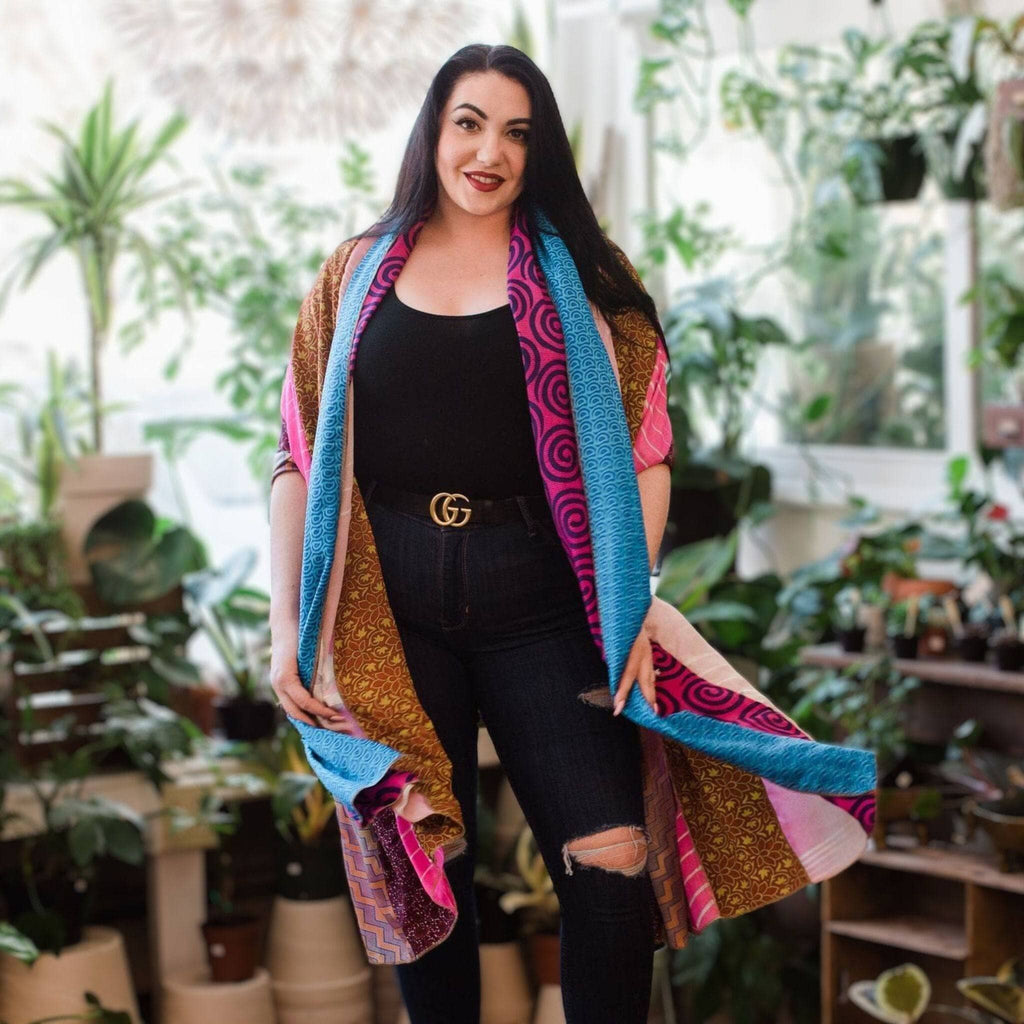 The Original Medley Silk Sari Scarf: Vibrant Boho Long Wrap