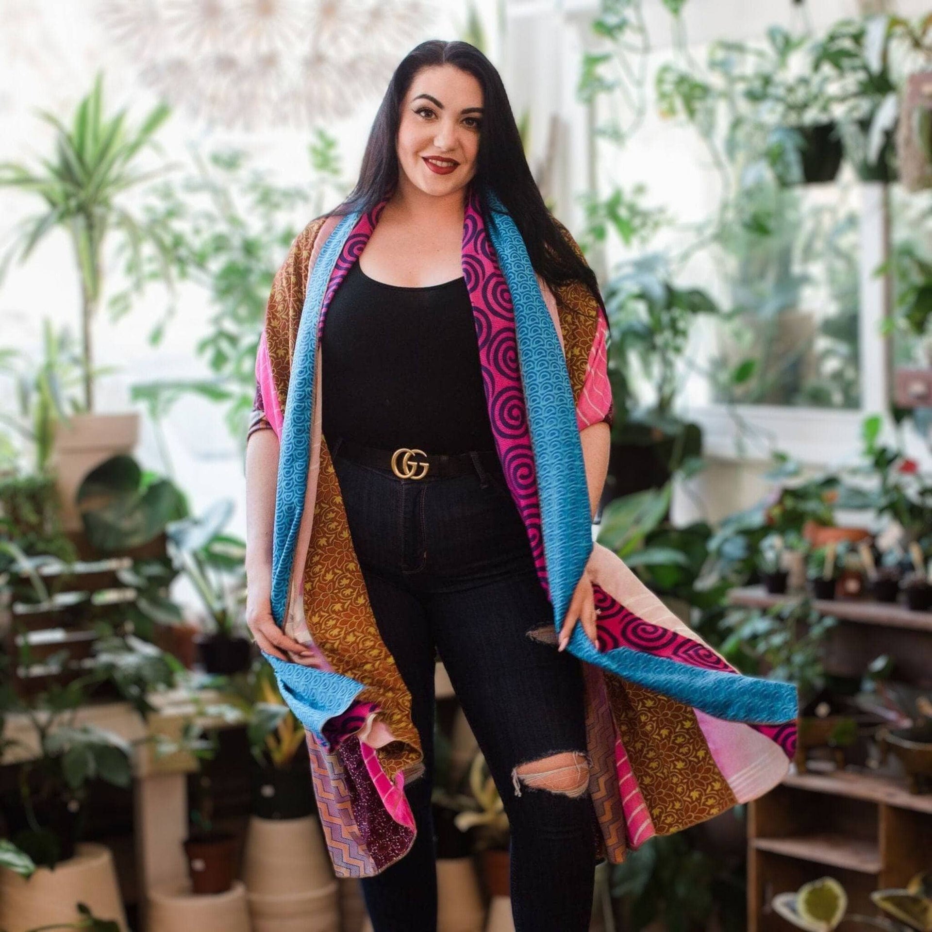 The Original Medley Silk Sari Scarf: Vibrant Boho Long Wrap