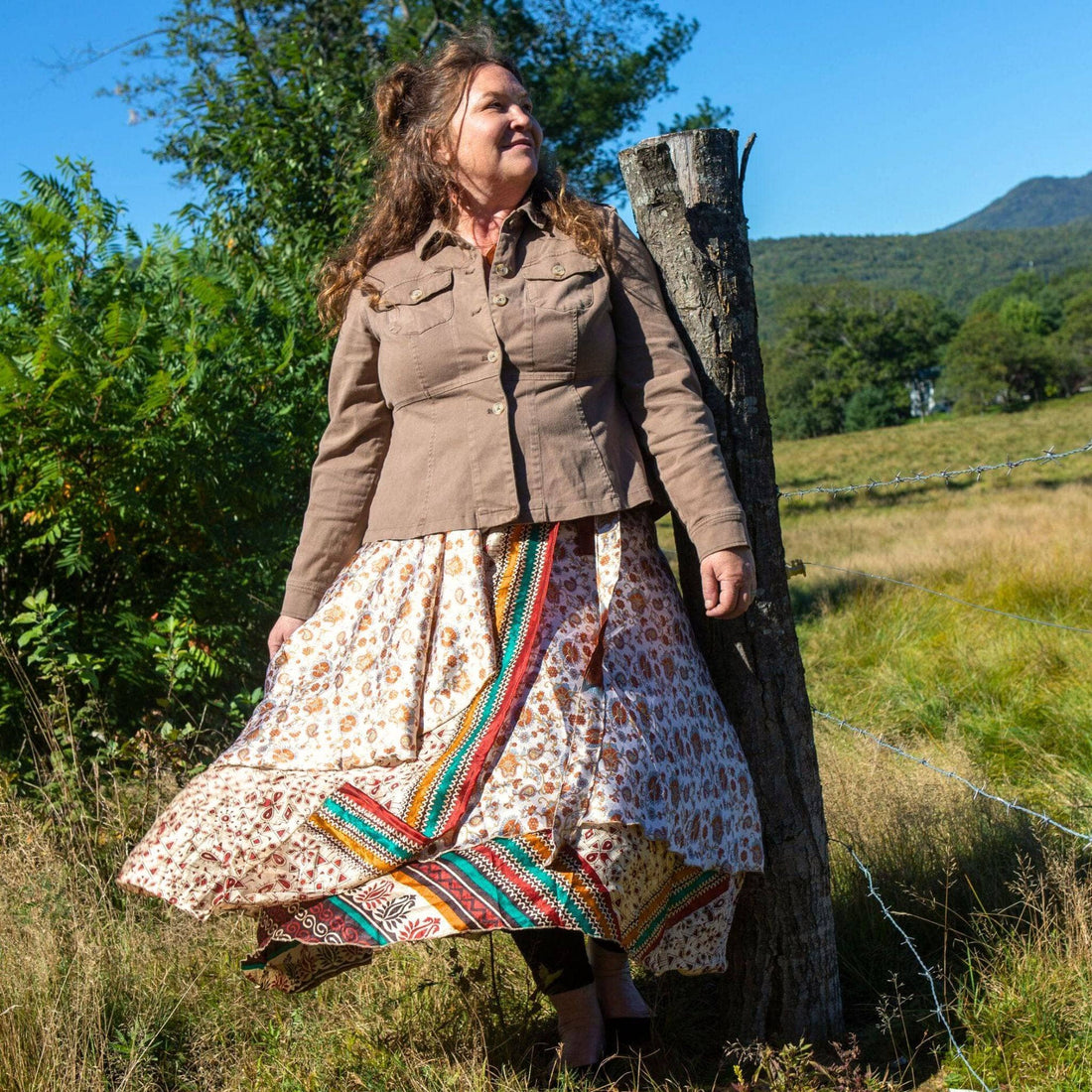 Original Recycled Sari Wrap Skirt: Adjustable Reversible Boho Style