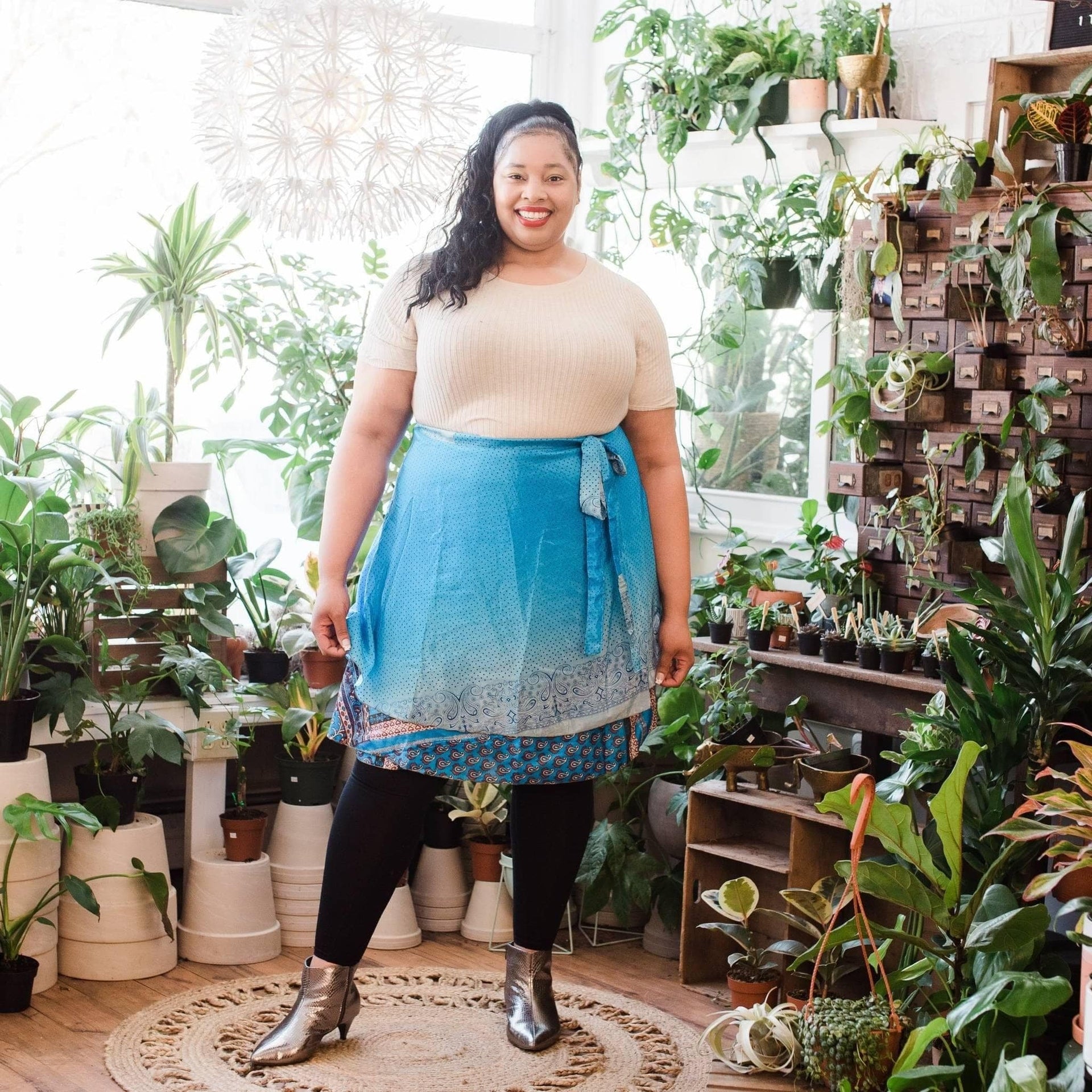 Original Recycled Sari Wrap Skirt: Adjustable Reversible Boho Style