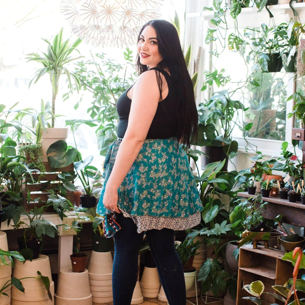 Original Recycled Sari Wrap Skirt: Adjustable Reversible Boho Style