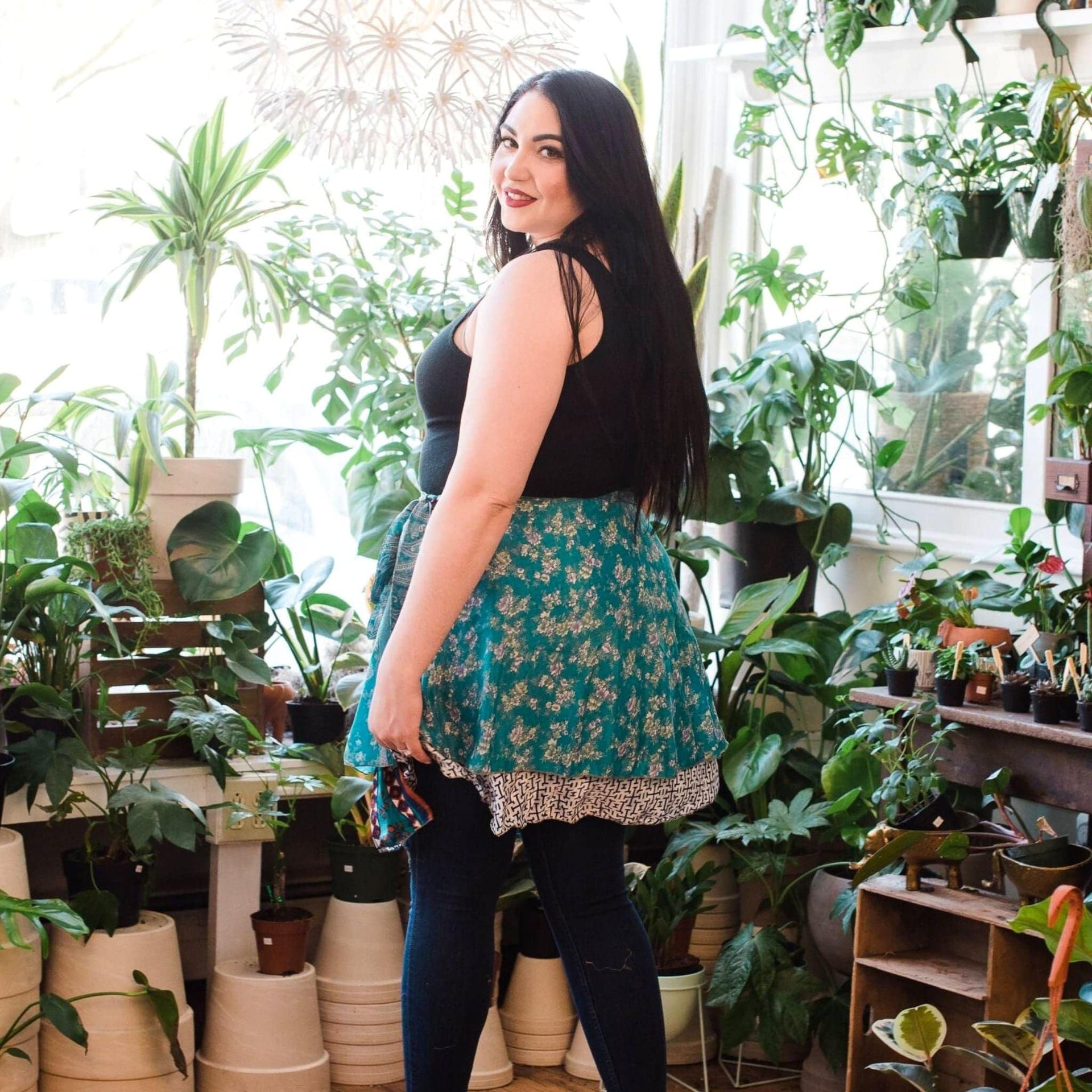 Original Recycled Sari Wrap Skirt: Adjustable Reversible Boho Style