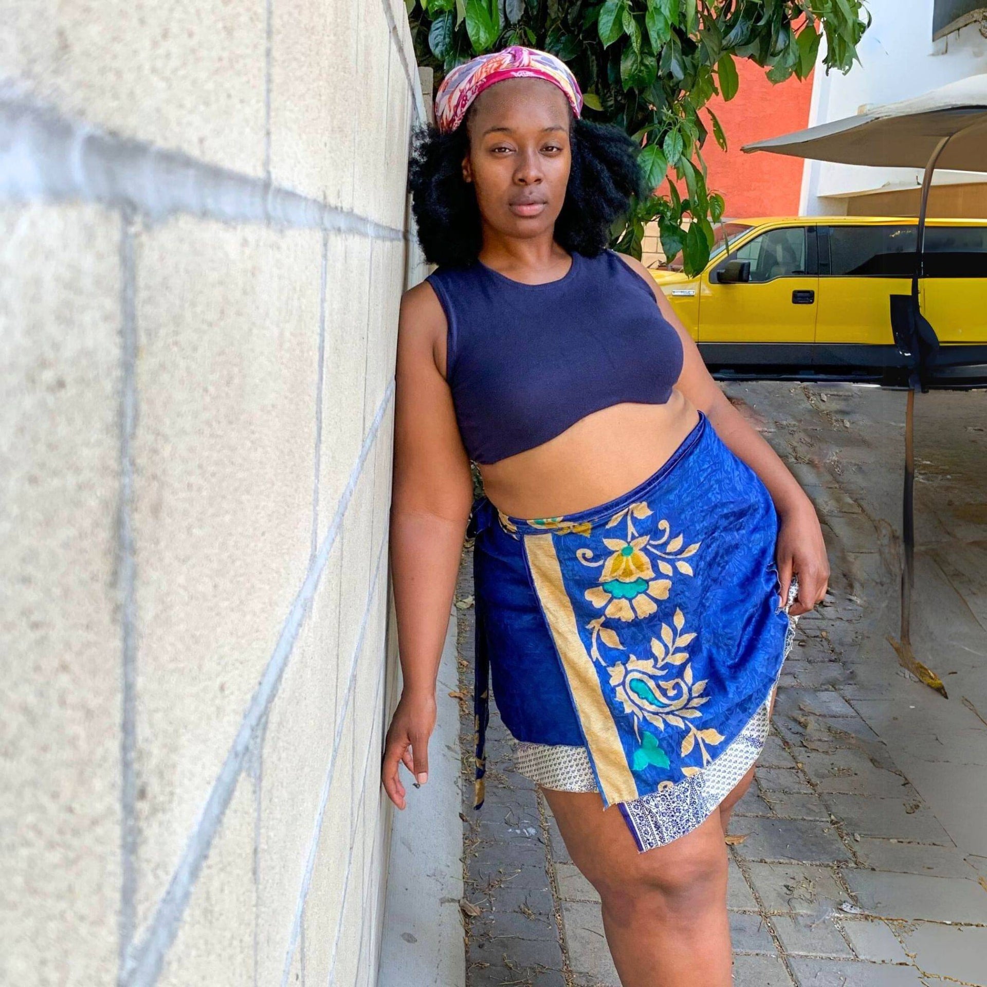 Original Recycled Sari Wrap Skirt: Adjustable Reversible Boho Style