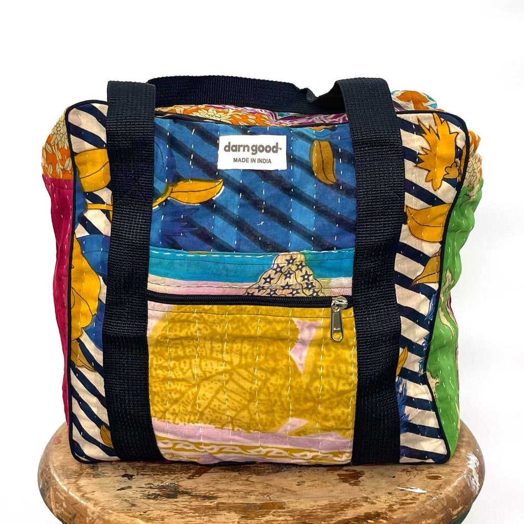 Wanderlust Kantha Stitched Cotton Adventure Bag