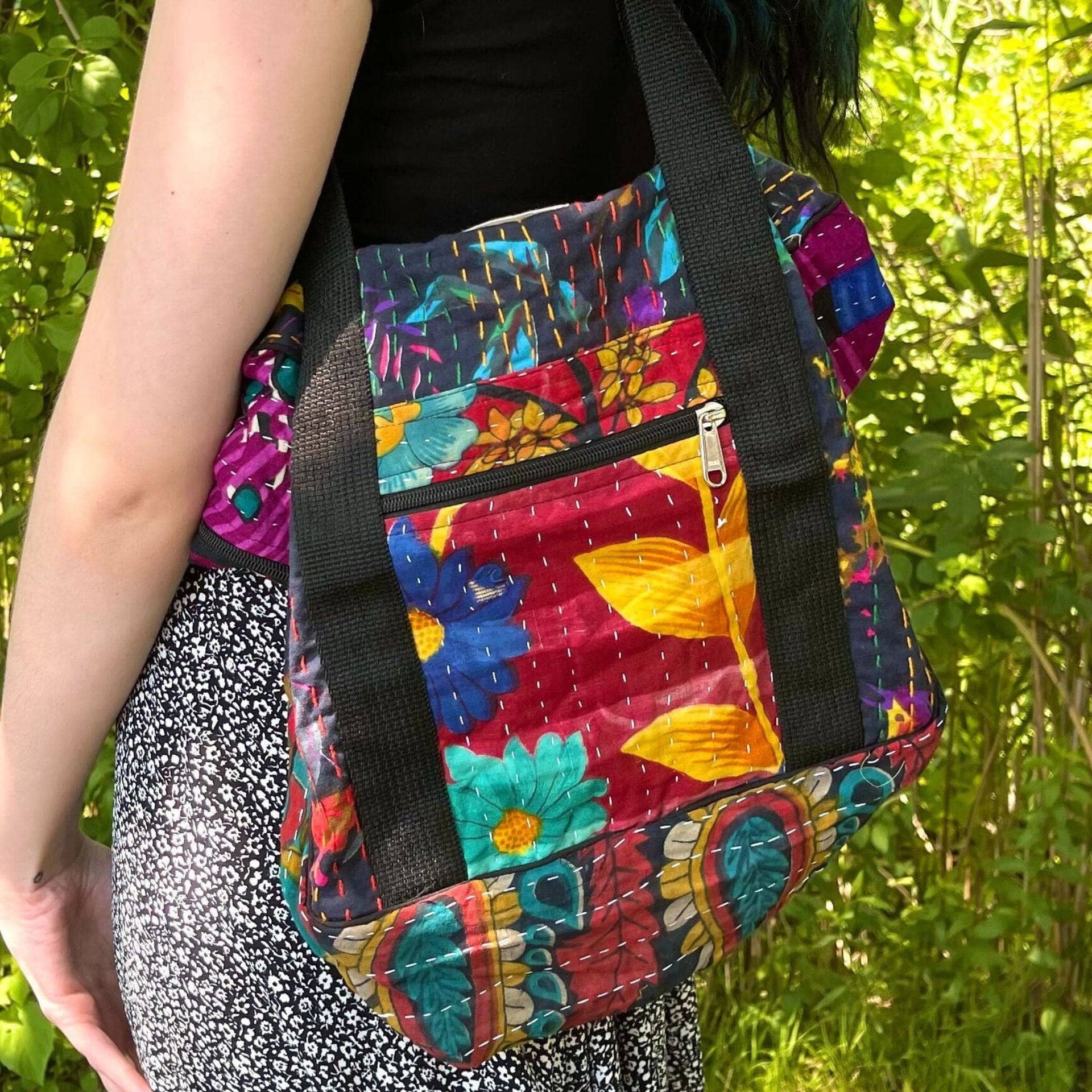 Wanderlust Kantha Stitched Cotton Adventure Bag