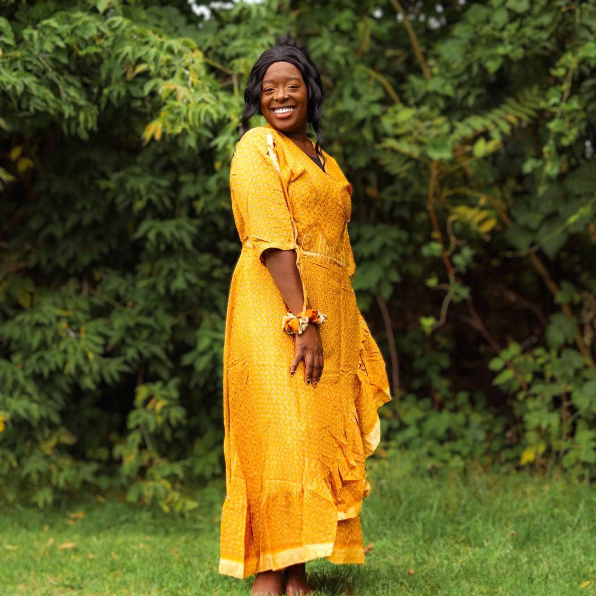 Zaria One-of-a-Kind Silk Wrap Maxi Dress, Bohemian Eclectic Style