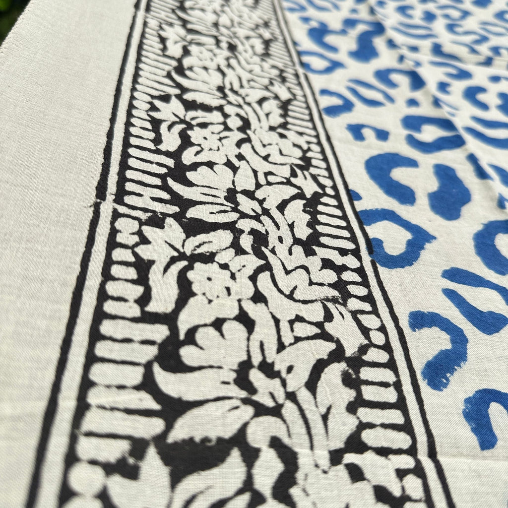 Wild Indigo Bloom Hand Block Print Cotton Scarf & Boho Sarong Wrap