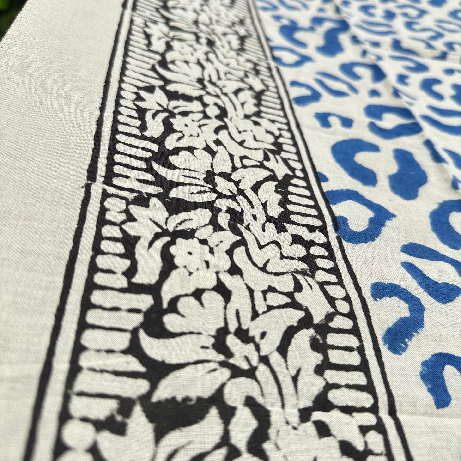 Wild Indigo Bloom Hand Block Print Cotton Scarf & Boho Sarong Wrap