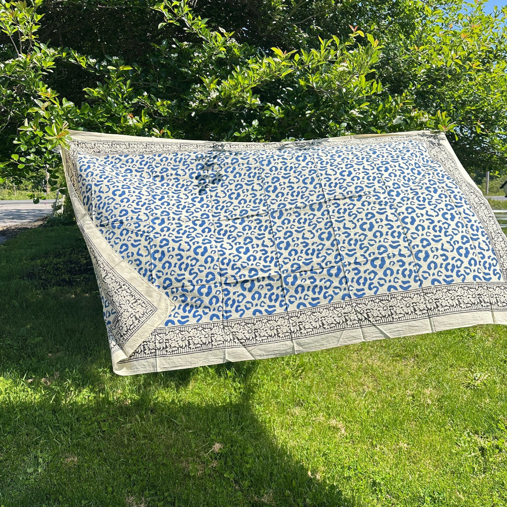 Wild Indigo Bloom Hand Block Print Cotton Scarf & Boho Sarong Wrap