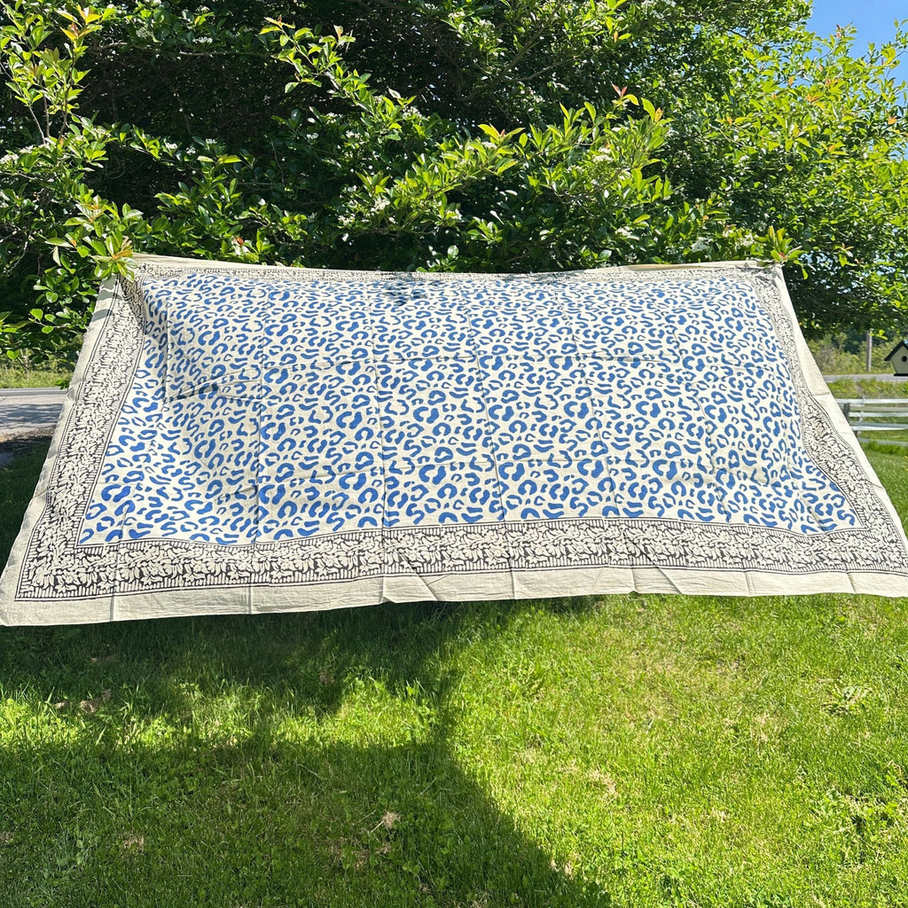 Wild Indigo Bloom Hand Block Print Cotton Scarf & Boho Sarong Wrap