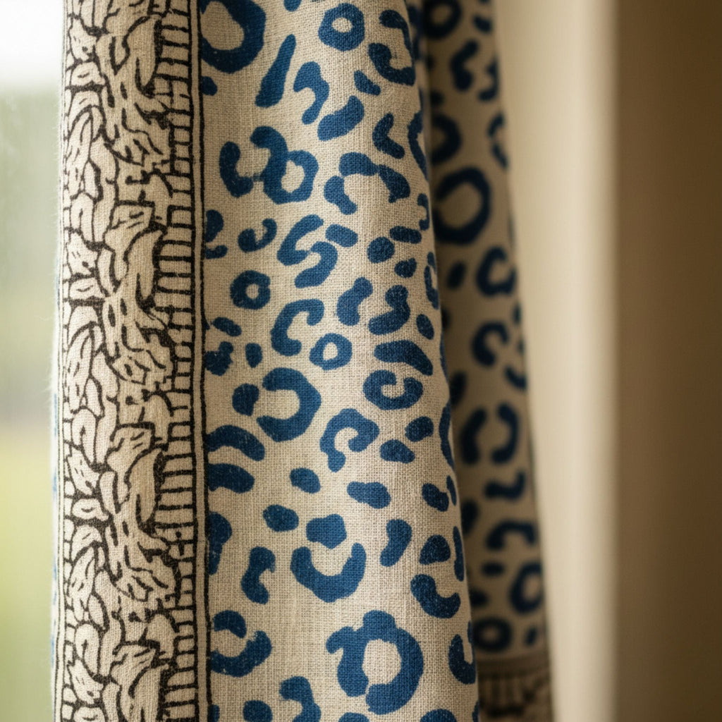 Wild Indigo Bloom Hand Block Print Cotton Scarf & Boho Sarong Wrap