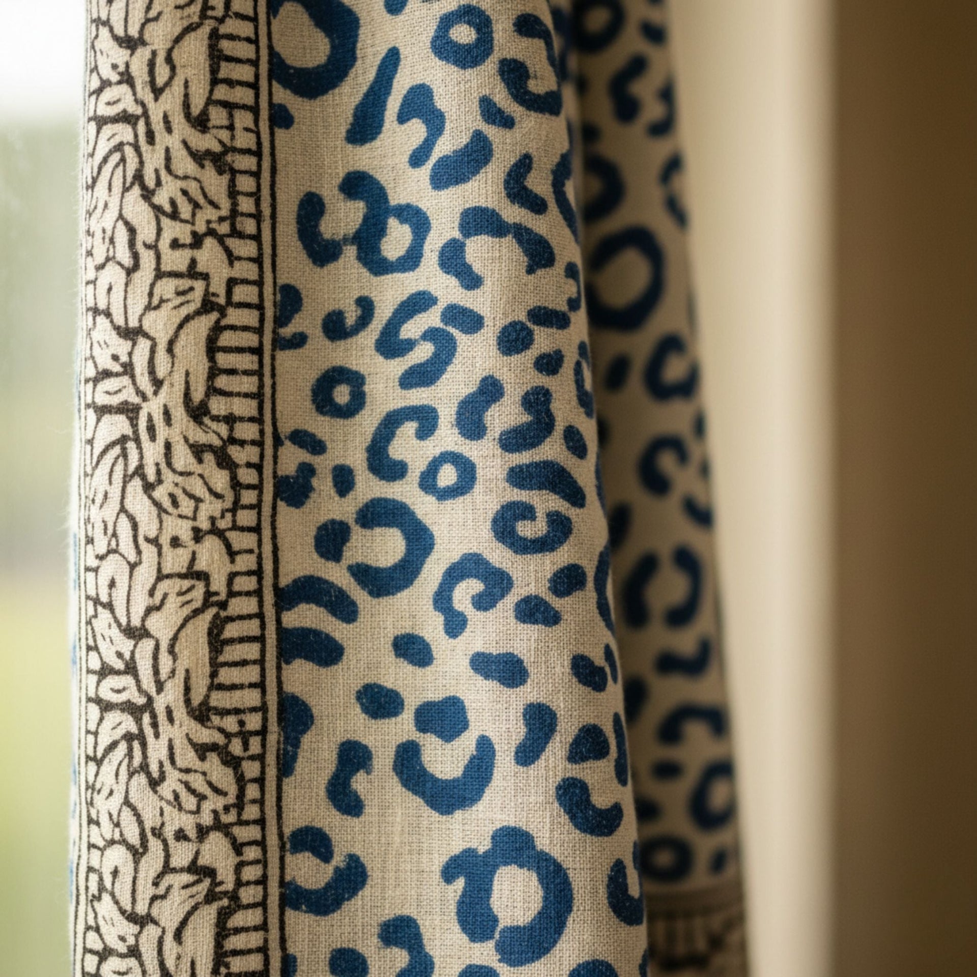 Wild Indigo Bloom Hand Block Print Cotton Scarf & Boho Sarong Wrap