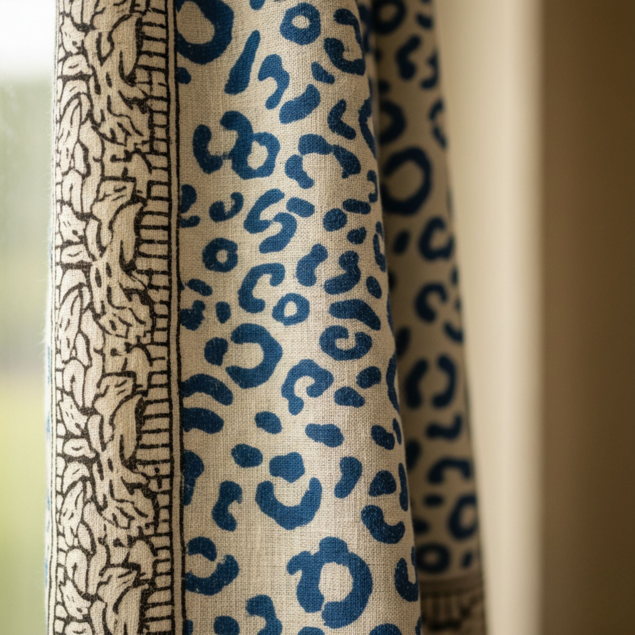 Wild Indigo Bloom Hand Block Print Cotton Scarf & Boho Sarong Wrap