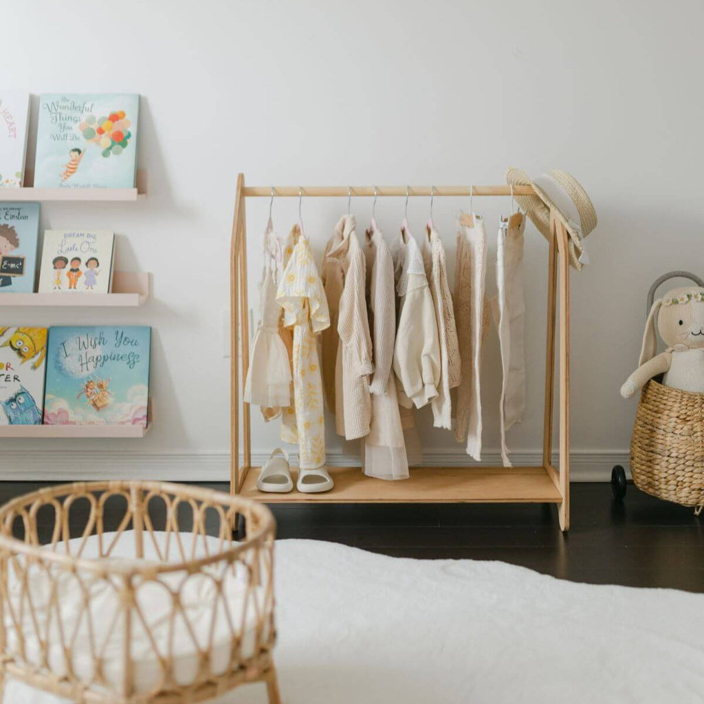 Montessori Toddler Clothes Rack for Nursery & Dress Up Play