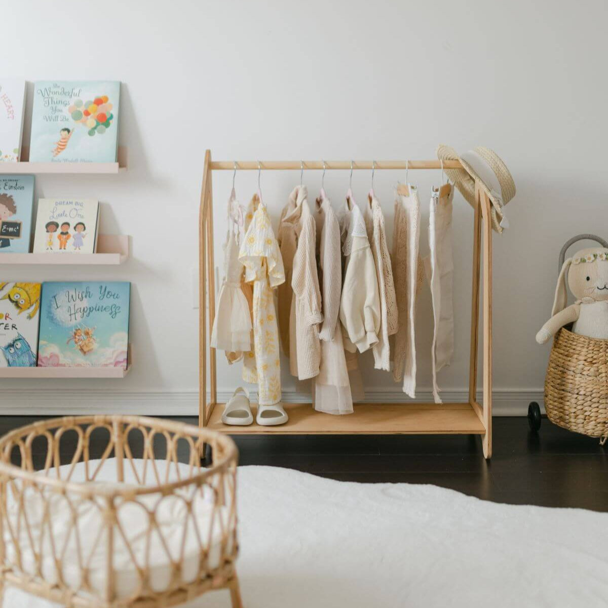 Montessori Toddler Clothes Rack for Nursery & Dress Up Play