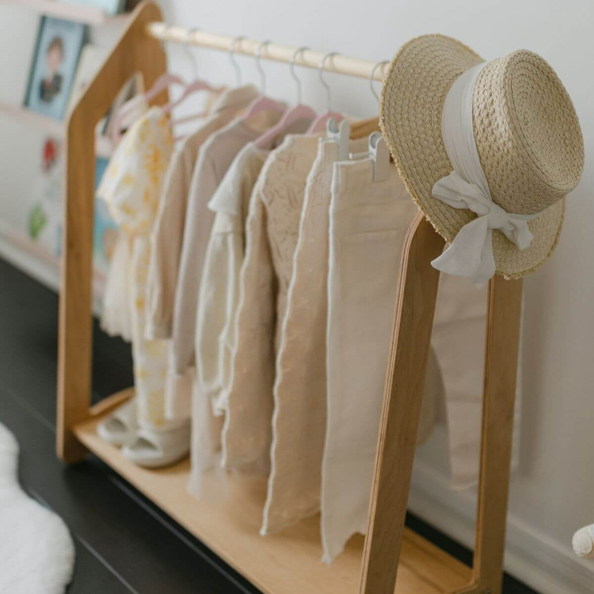 Montessori Toddler Clothes Rack for Nursery & Dress Up Play