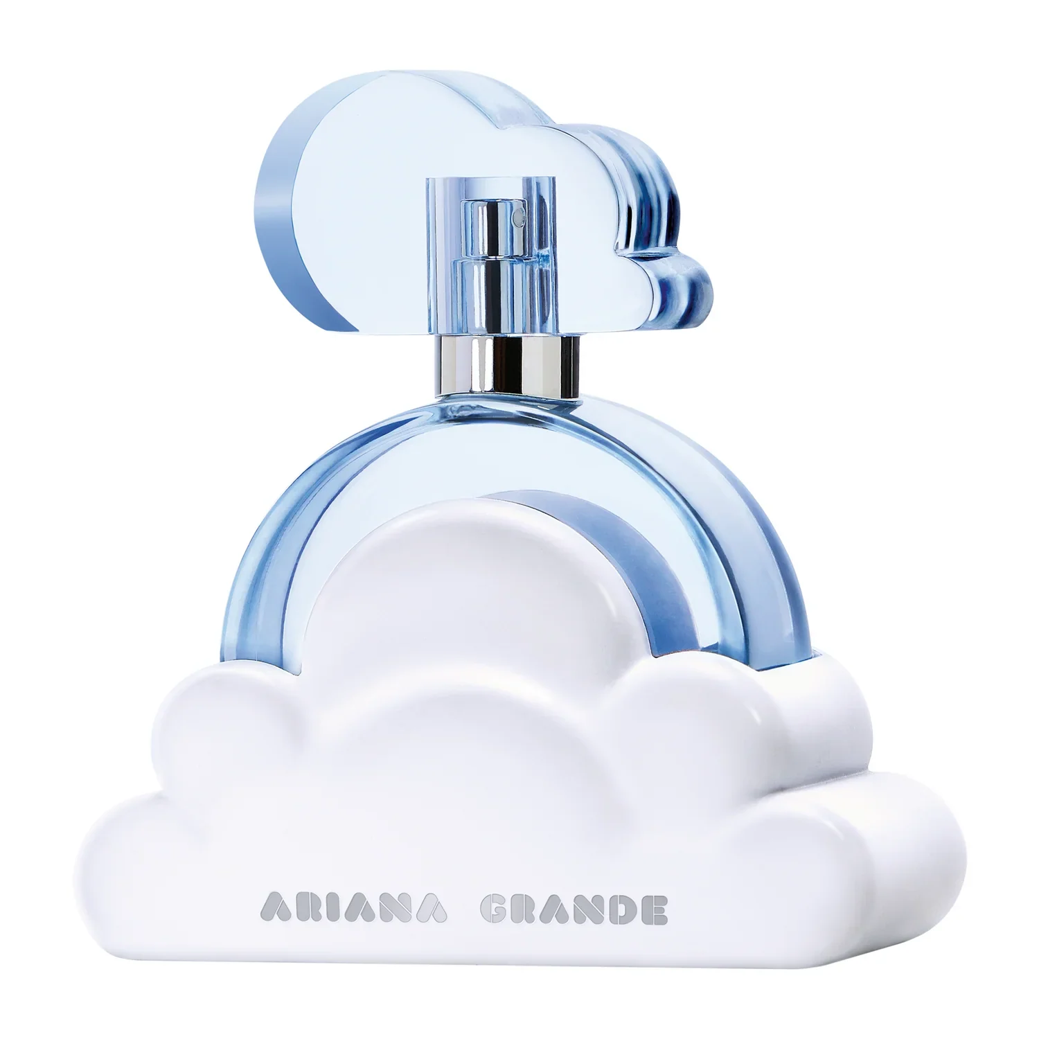 Ariana Grande Cloud Eau de Parfum bottle in sky blue and white aesthetic