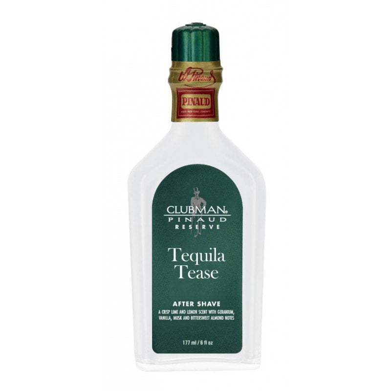 Clubman Reserve Tequila Tease After Shave 6oz bottle with forest green label and gold accents