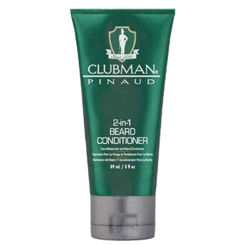 Clubman 2-in-1 Beard Conditioner in an emerald green and metallic silver tube