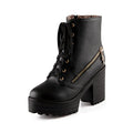 Women's Vintage Martin Ankle Boots with Chunky Heels