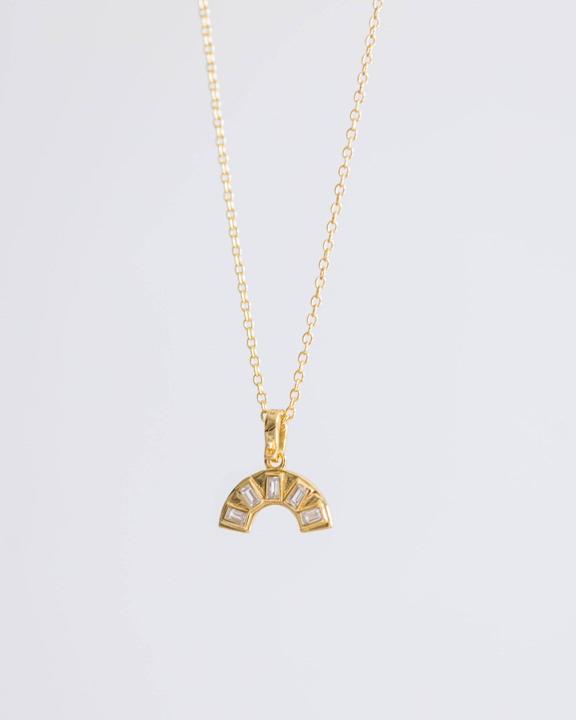 Gold Crystal Rainbow Necklace