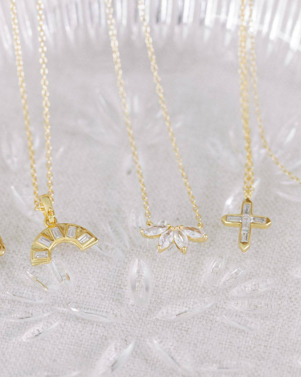 Gold Crystal Flower Necklace