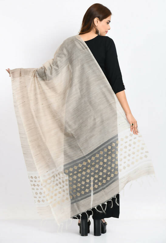 Banarsi Cotton Woven Design Beige Dupatta for Women