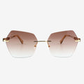 Unisex Cocoa geometric sunglasses featuring gold and silver metal frames with natural wood accents and gradient lenses.