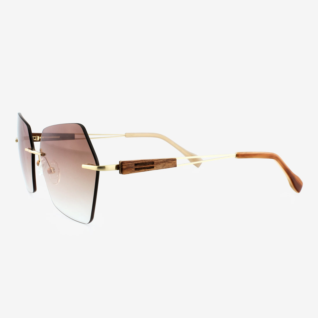 Cocoa Geometric Metal & Wood Sunglasses - Modern Unisex Shades