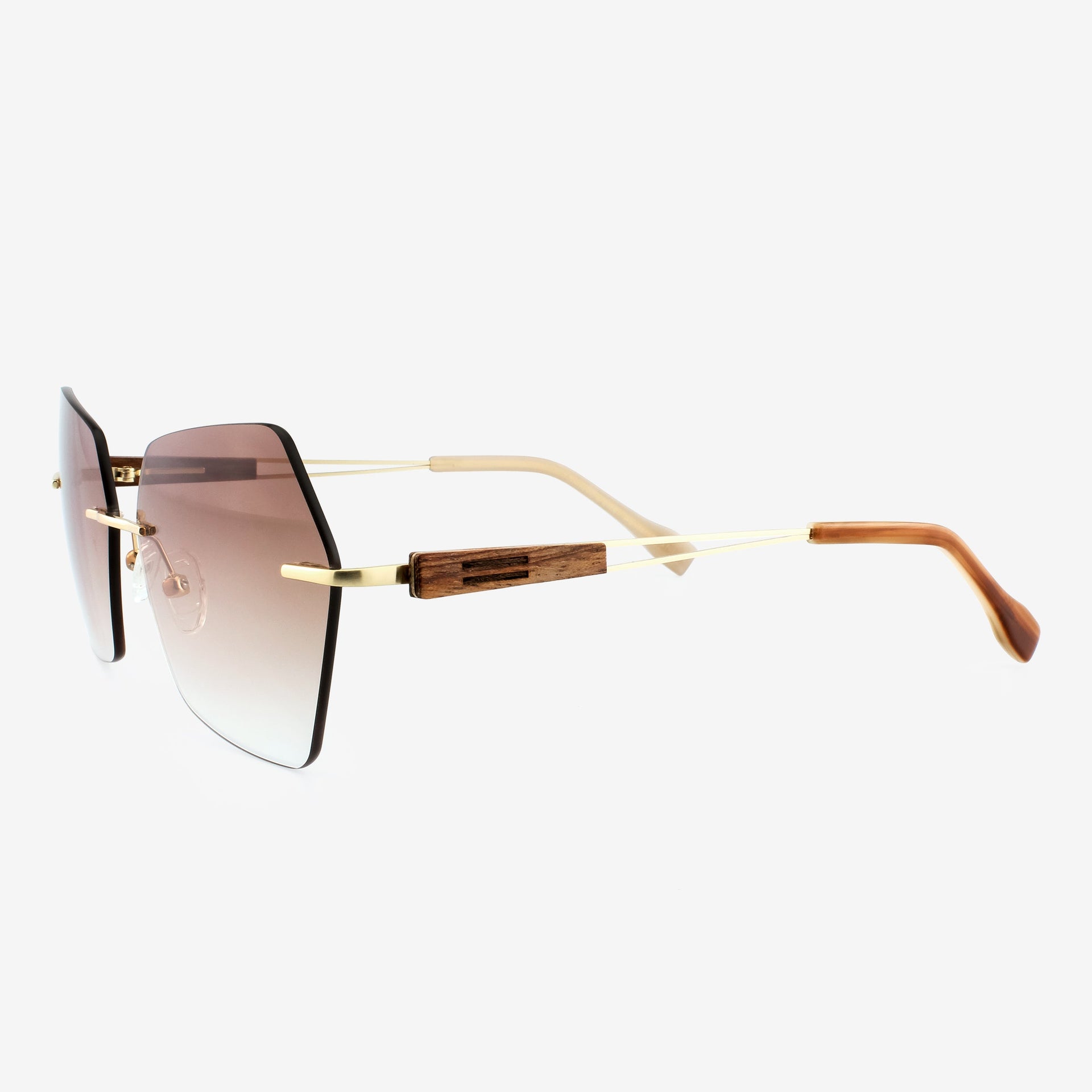 Cocoa Geometric Metal & Wood Sunglasses - Modern Unisex Shades