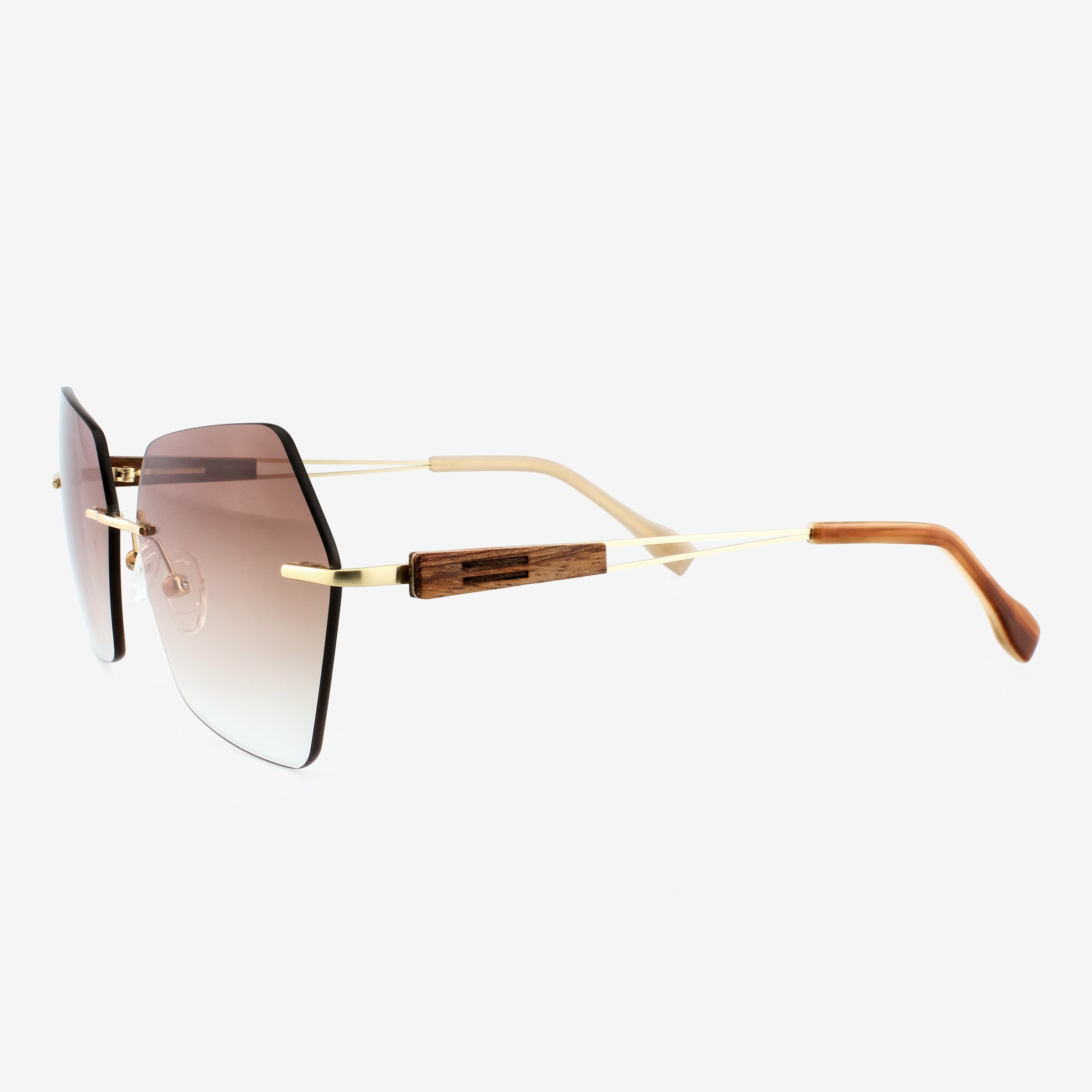 Cocoa Geometric Metal & Wood Sunglasses - Modern Unisex Shades