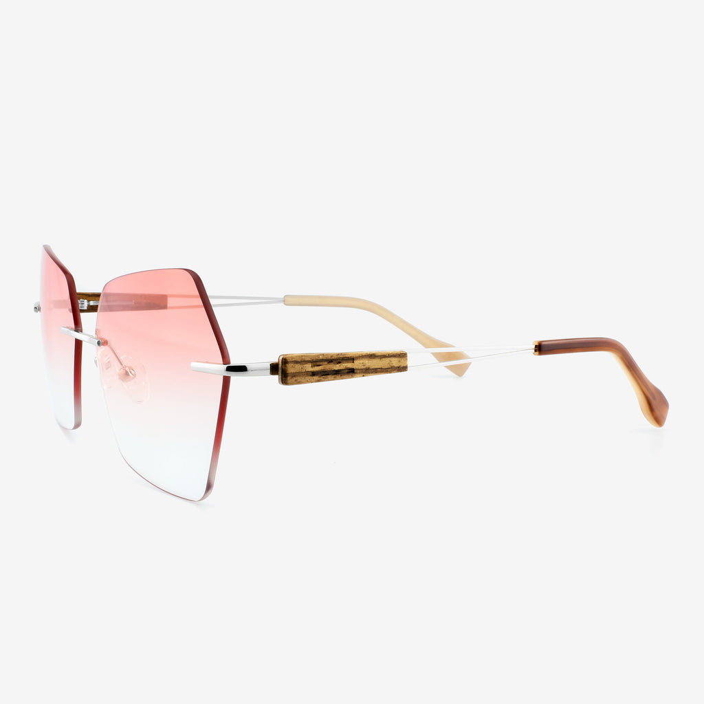 Cocoa Geometric Metal & Wood Sunglasses - Modern Unisex Shades