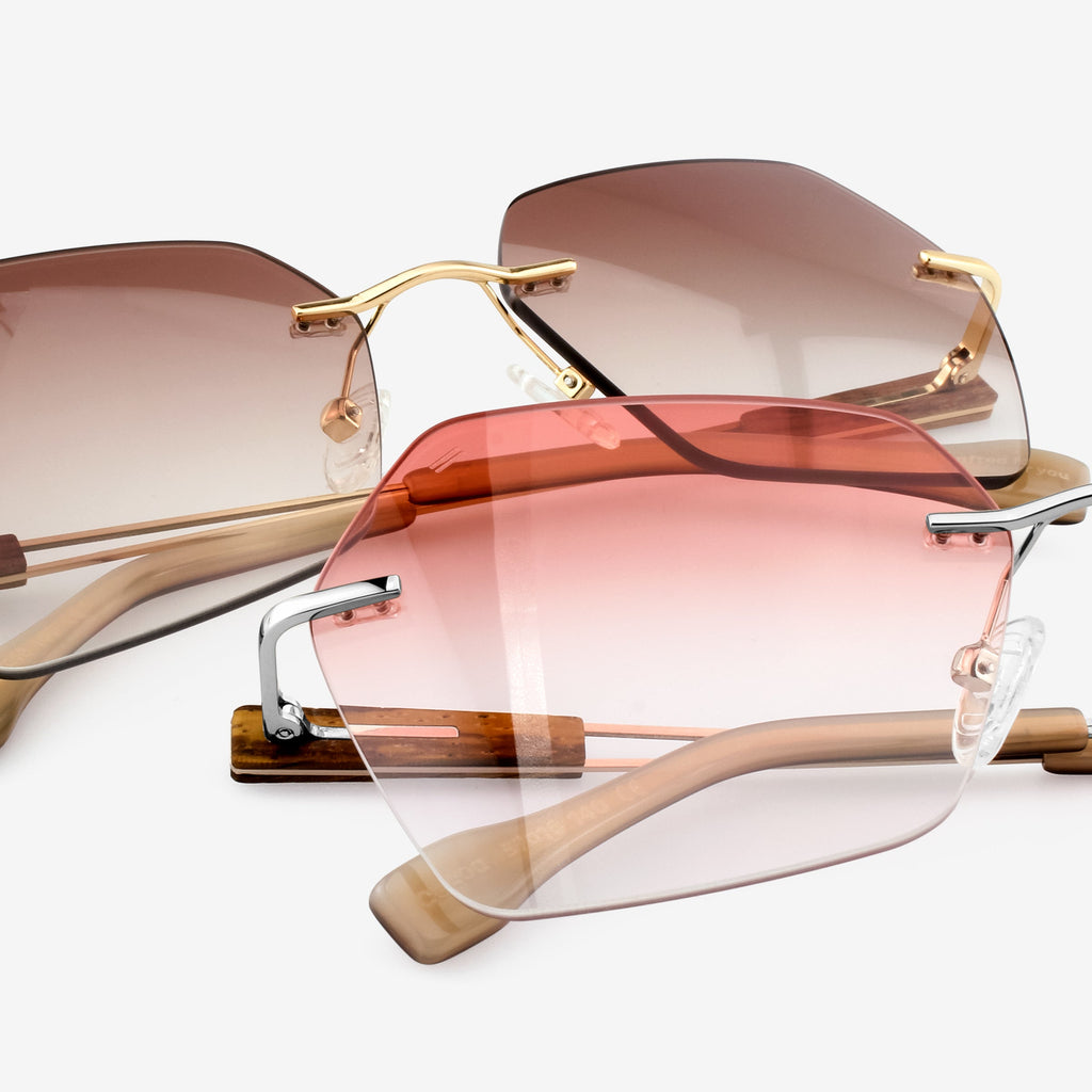 Cocoa Geometric Metal & Wood Sunglasses - Modern Unisex Shades