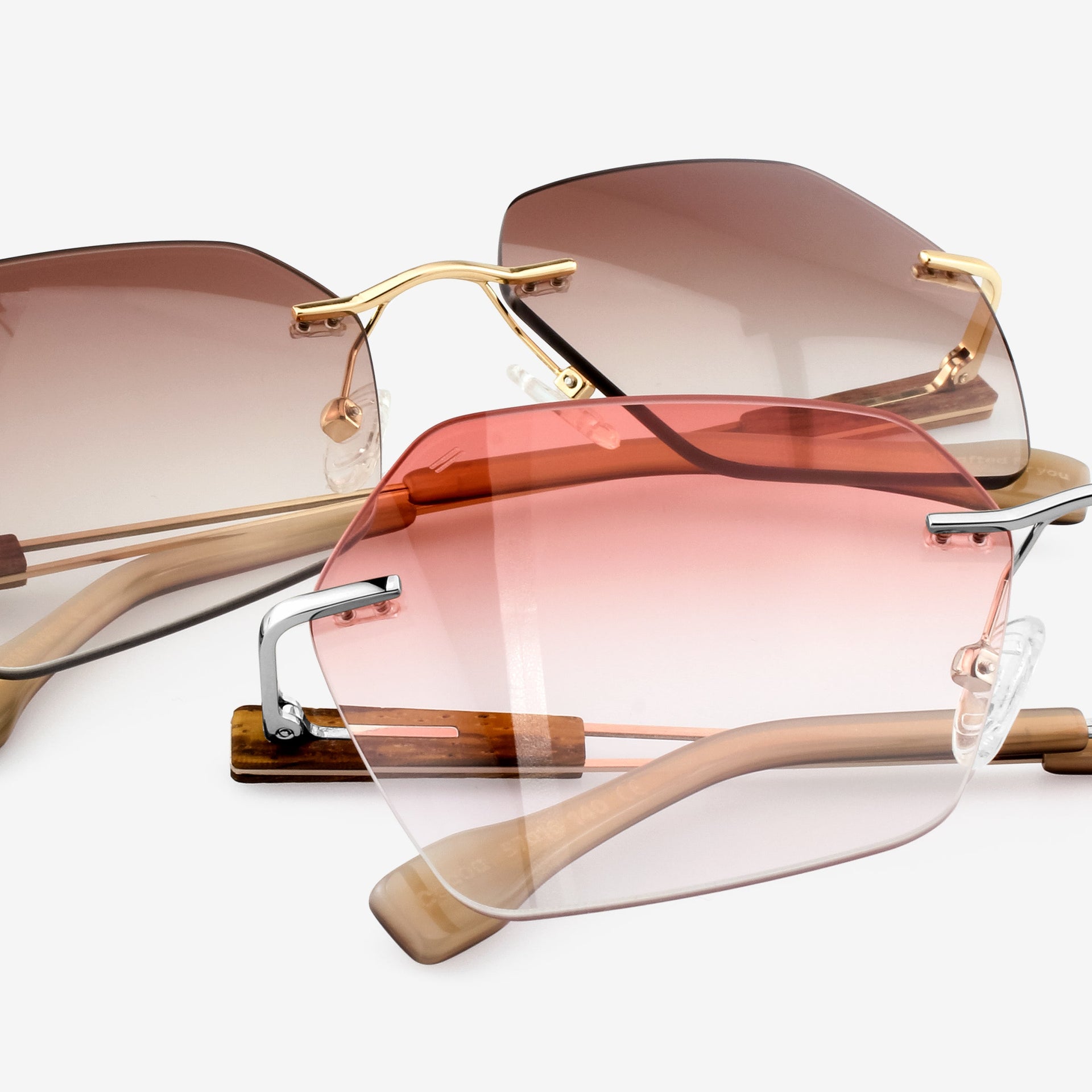 Cocoa Geometric Metal & Wood Sunglasses - Modern Unisex Shades