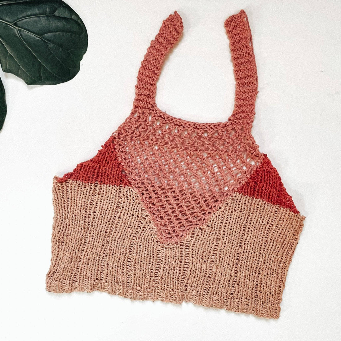 Coconut Tree Knit Bralette Pattern - Bohemian Halter Crop Top