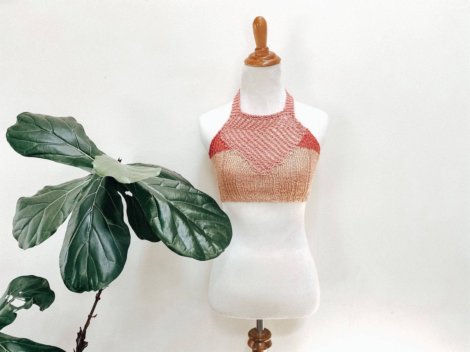 Coconut Tree Knit Bralette Pattern - Bohemian Halter Crop Top