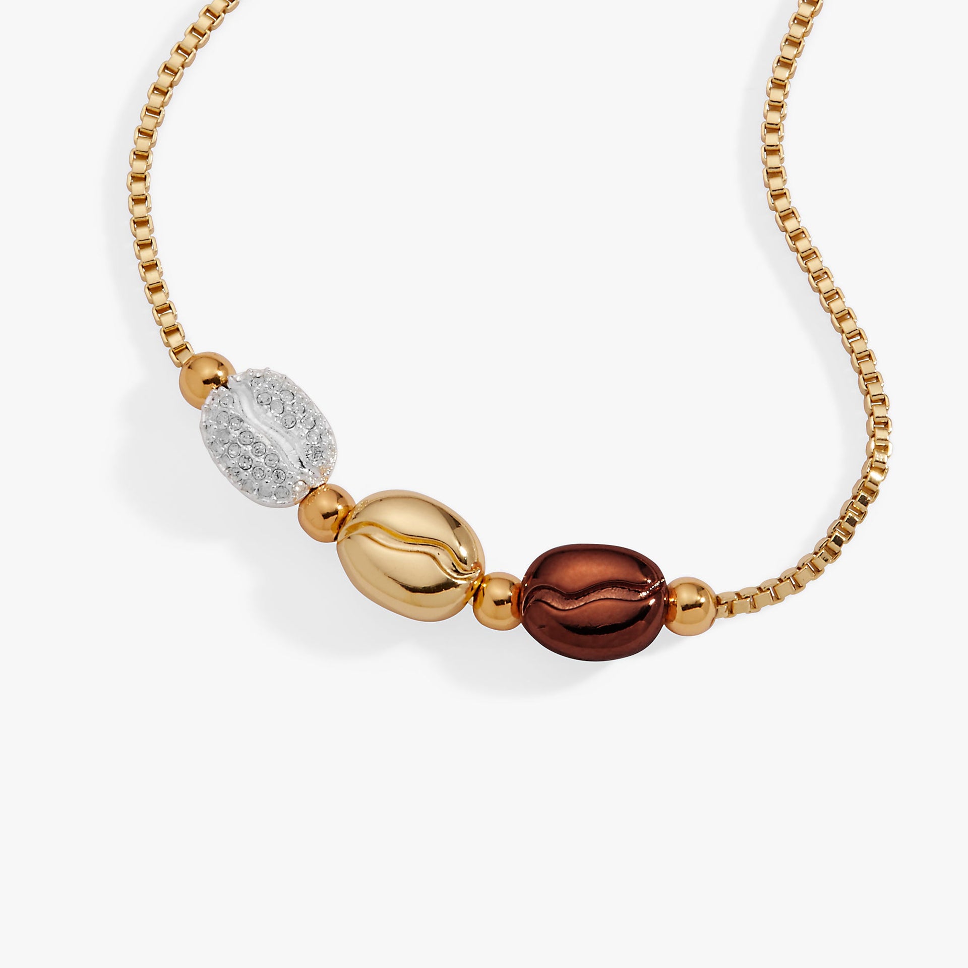 Coffee Bean Bolo Bracelet in Gold, Silver, and Bronze