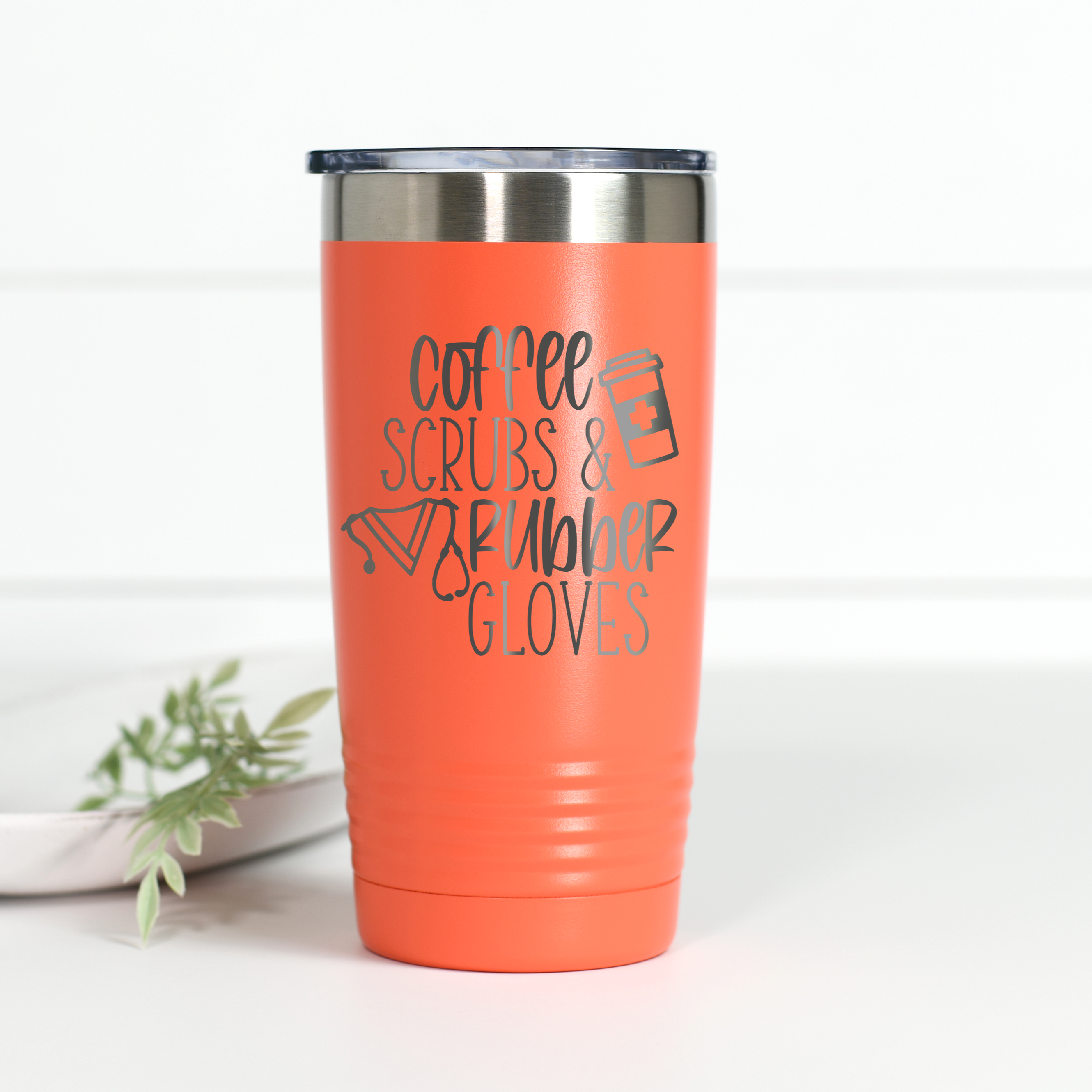 Coffee Scrubs and Rubber Gloves 20 oz Engraved Tumbler