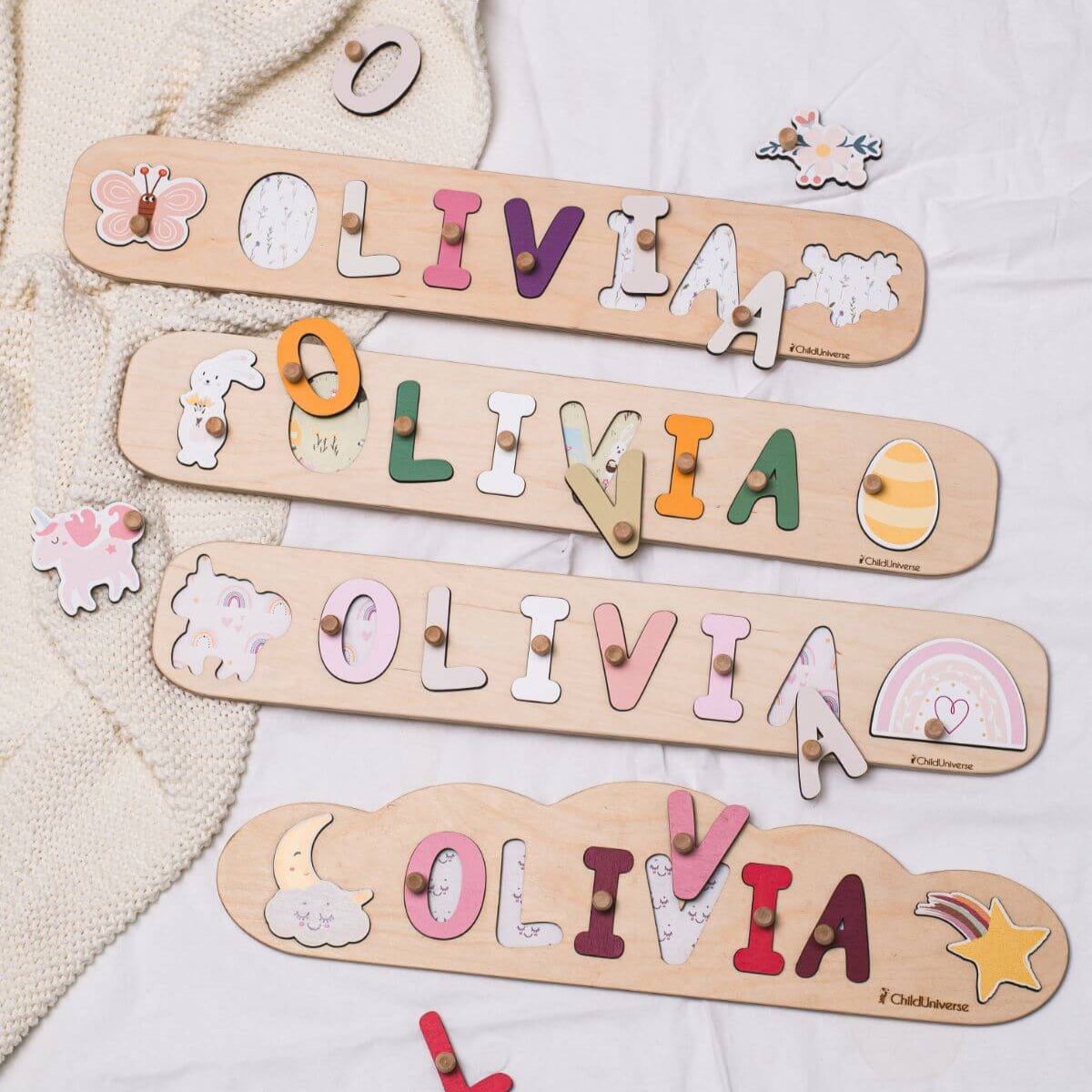 Personalized Bunny Name Puzzle for Kids - Custom Wooden Easter Toy