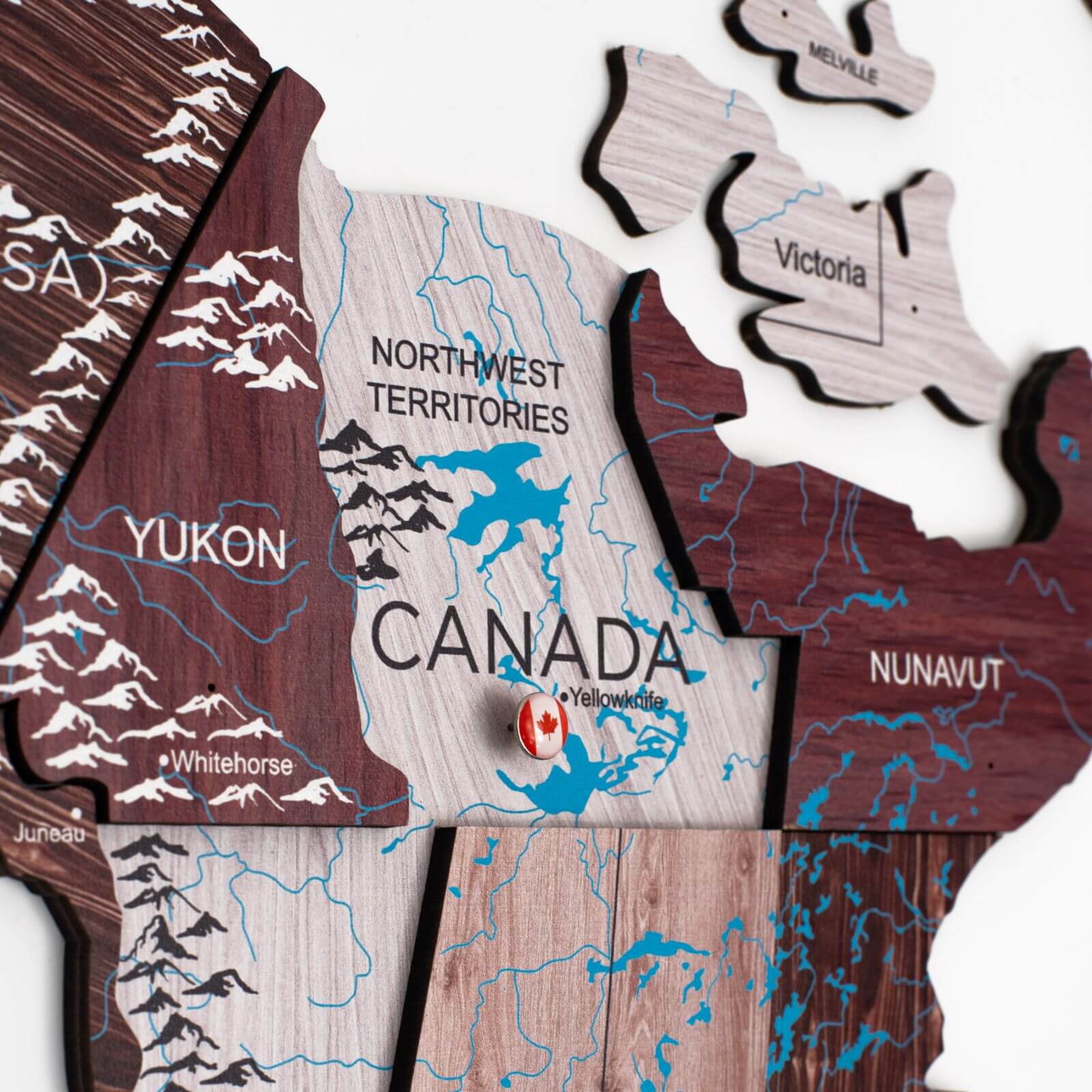 3D Wooden World Map in Cappuccino – Minimalist Travel Wall Art