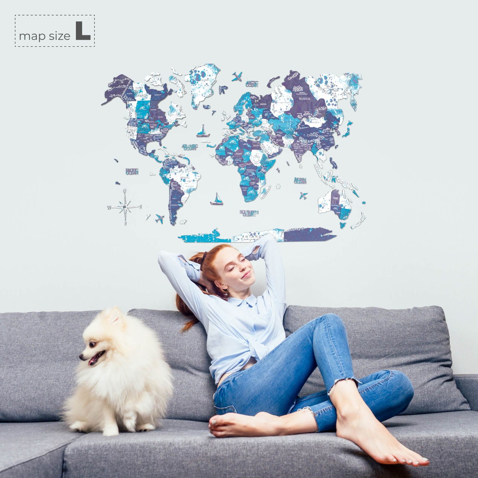 3D Wooden World Map Ocean Edition - Wall Art Decor