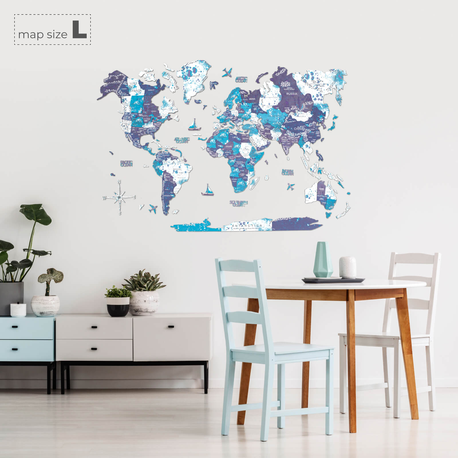 3D Wooden World Map Ocean Edition - Wall Art Decor